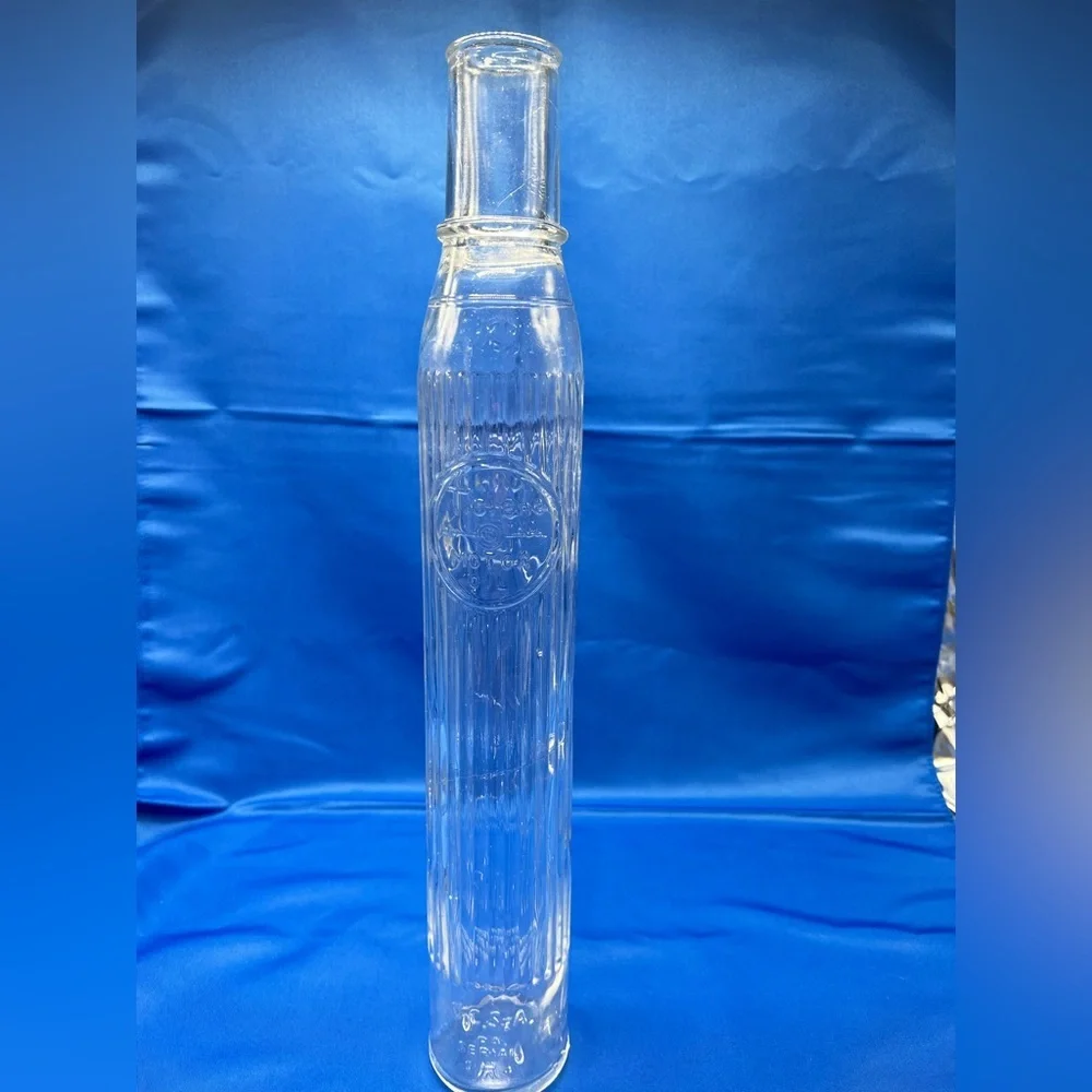 Vintage 18 inch Tiolene Motor Oil Clear Glass Bottle One Quart Rare (1)